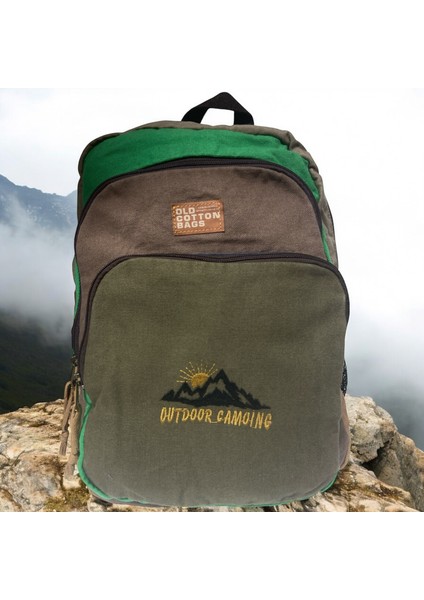 Old Cotton Kaliteli Siyah Vintage Salaş Baskılı Disayn Günlük Gezi Okul Sırt Çantası Revilla Bag 28X38CM