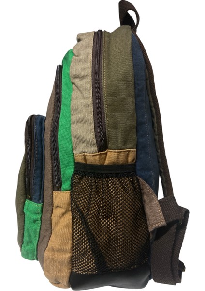 Old Cotton Kaliteli Siyah Vintage Salaş Baskılı Disayn Günlük Gezi Okul Sırt Çantası Revilla Bag 28X38CM