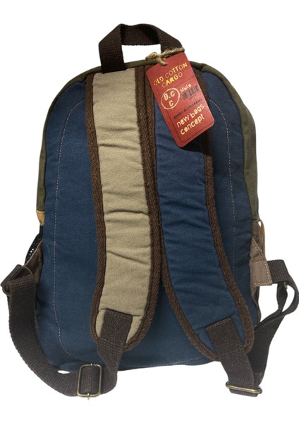 Old Cotton Kaliteli Siyah Vintage Salaş Baskılı Disayn Günlük Gezi Okul Sırt Çantası Revilla Bag 28X38CM