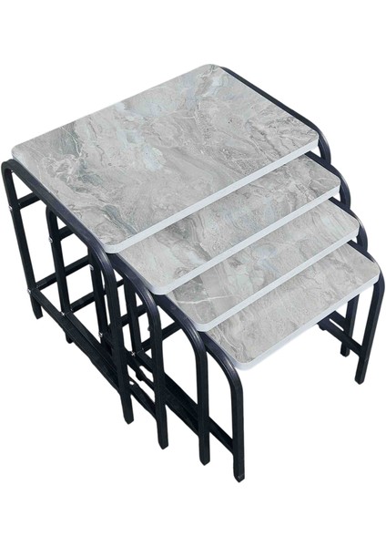 Modern 4’lü Zigon Sehpa Takımı –metal Ayaklı