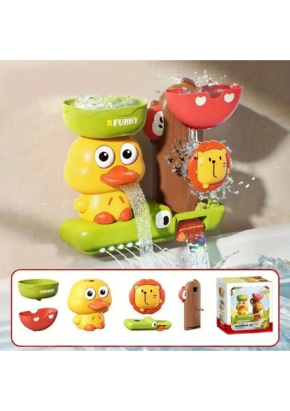 Sevimli Ördek Renkli Döner Duş, Banyo Oyuncağı 15X18 cm Vakumlu Yapışkan
