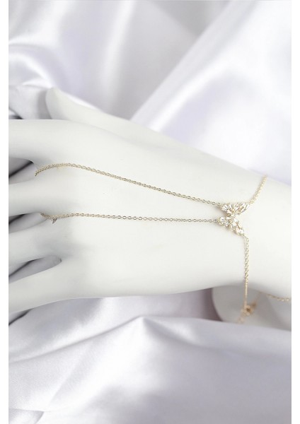 Pirinç Zirkon Taşlı Kelebek Model Gold Renk Şahmeran - TJ-SN717