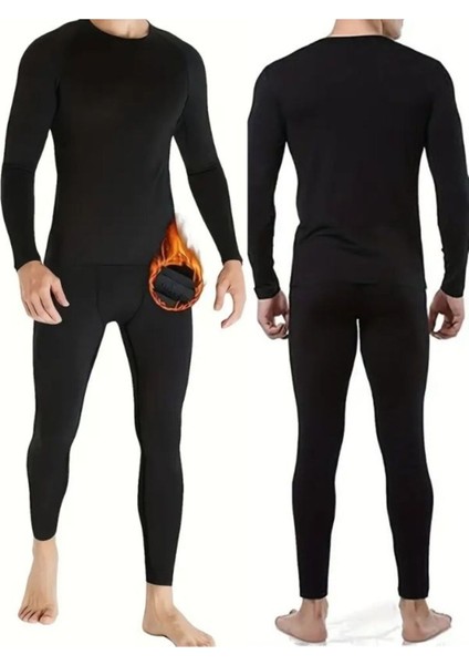 Unisex Siyah Alt Üst Takım Termal Içlik Bere Hediyeli