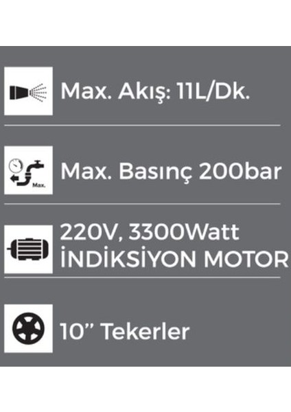 Lutian LT802 - 200 Bar 4.5 Hp Yüksek Basınçlı Araba Yıkama Makinesi 3300 Watt - Indiksiyon Motor fiyatları
