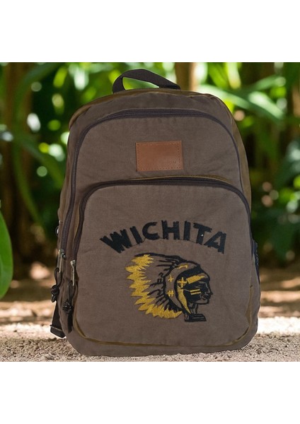 Old Cotton Kaliteli Siyah Vintage Salaş Baskılı Disayn Günlük Gezi Okul Sırt Çantası Revilla Bag 28X38CM