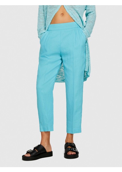 %100 Keten Yanları Elastik Önü Pileli Pantolon Kadın 2b0 Pantolon - 324P4AGHLF00S indirimleri