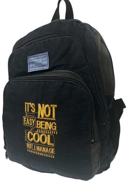 Old Cotton Kaliteli Siyah Vintage Salaş Baskılı Disayn Günlük Gezi Okul Sırt Çantası Revilla Bag 28X38CM fırsatları