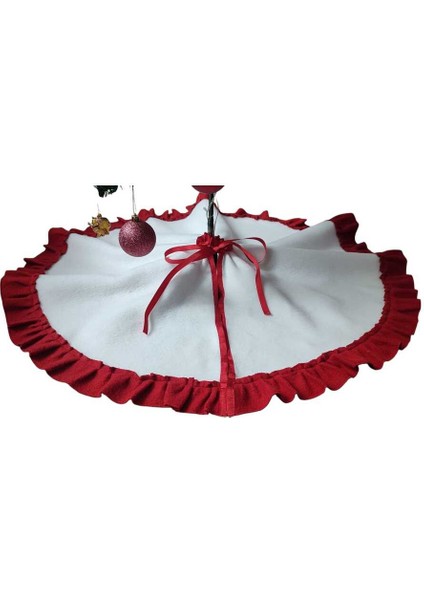 , Yılbaşı Çam Ağacı Altı Örtüsü, Çam Ağacı Ayak Halısı Örtüsü, Beyaz Renk,peluş 77 cm