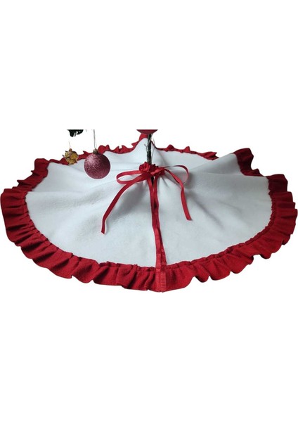 , Yılbaşı Çam Ağacı Altı Örtüsü, Çam Ağacı Ayak Halısı Örtüsü, Beyaz Renk,peluş 77 cm