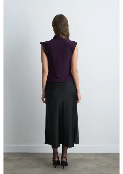 Dik Yakalı Jarse Bluz - Mürdüm indirimleri