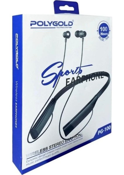 Polygold PG‑100 Bluetooth 5. 0 Boyun Askılı Kulaklık | 50 Saat Konuşma | Stereo Ses