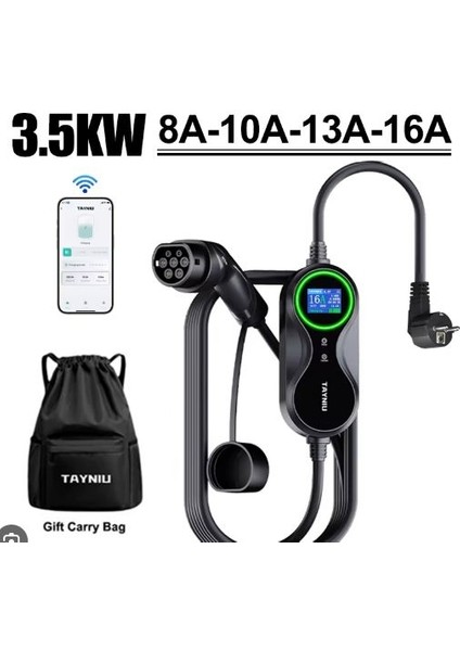 TAYNİU 3.5kw Premium Elektrikli Araç Şarj Cihazı 16A Type2