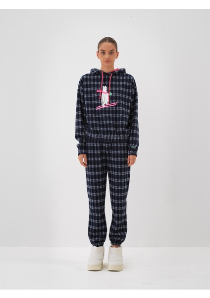 Kadın Lacivert Esnek Dokulu Oversize Sweatshirt indirimleri