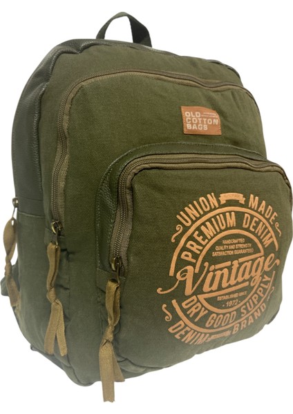 Old Cotton Kaliteli Siyah Vintage Salaş Baskılı Disayn Günlük Gezi Okul Sırt Çantası Revilla Bag 28X38CM modelleri