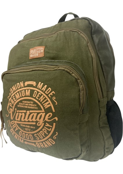 Old Cotton Kaliteli Siyah Vintage Salaş Baskılı Disayn Günlük Gezi Okul Sırt Çantası Revilla Bag 28X38CM fırsatları