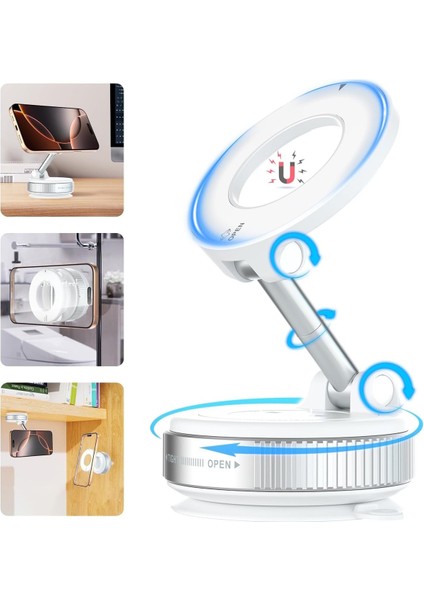 Manyetik Vakumlu Katlanır Araç Telefon Tutucu Ayna-Cam-Araba Magsafe Araç Tutucu X68 fiyatları