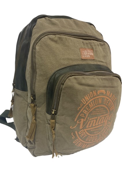 Old Cotton Kaliteli Siyah Vintage Salaş Baskılı Disayn Günlük Gezi Okul Sırt Çantası Revilla Bag 28X38CM modelleri