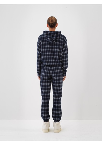 Kadın Lacivert Esnek Dokulu Oversize Sweatshirt