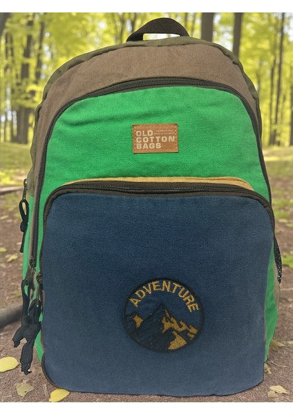 Old Cotton Kaliteli Siyah Vintage Salaş Baskılı Disayn Günlük Gezi Okul Sırt Çantası Revilla Bag 28X38CM