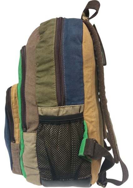 Old Cotton Kaliteli Siyah Vintage Salaş Baskılı Disayn Günlük Gezi Okul Sırt Çantası Revilla Bag 28X38CM