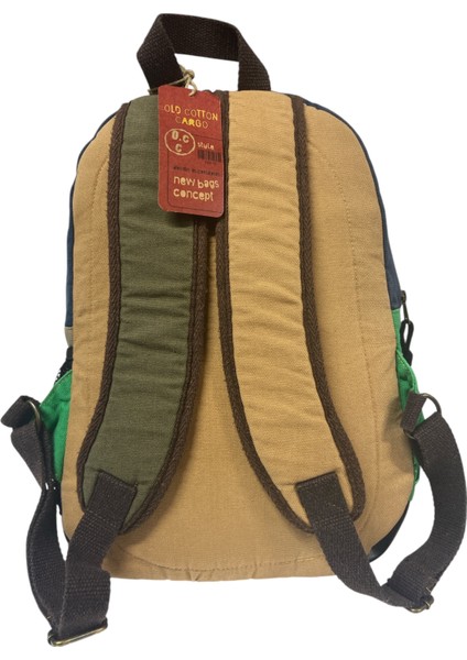 Old Cotton Kaliteli Siyah Vintage Salaş Baskılı Disayn Günlük Gezi Okul Sırt Çantası Revilla Bag 28X38CM