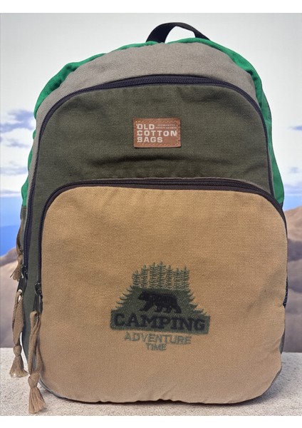 Old Cotton Kaliteli Siyah Vintage Salaş Baskılı Disayn Günlük Gezi Okul Sırt Çantası Revilla Bag 28X38CM