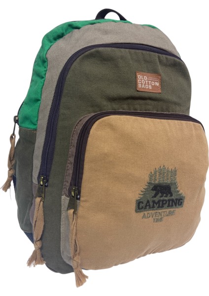 Old Cotton Kaliteli Siyah Vintage Salaş Baskılı Disayn Günlük Gezi Okul Sırt Çantası Revilla Bag 28X38CM modelleri