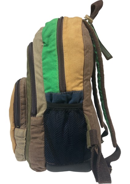 Old Cotton Kaliteli Siyah Vintage Salaş Baskılı Disayn Günlük Gezi Okul Sırt Çantası Revilla Bag 28X38CM