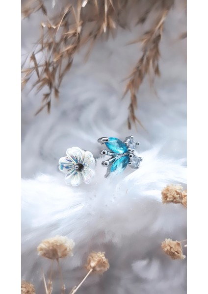 Yaprak Çiçek Taşlı Mineli Çelik Kaplama Yüzük modelleri