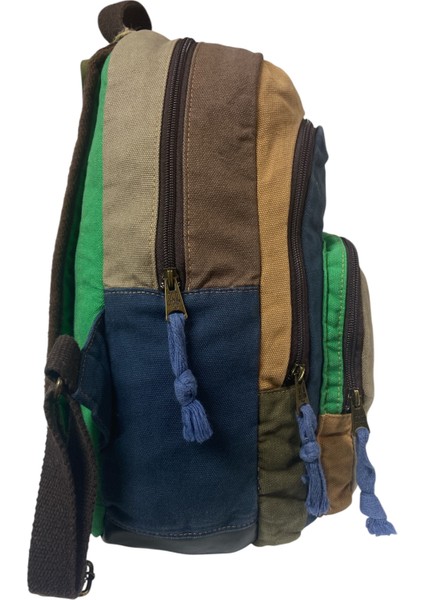 Old Cotton Kaliteli Siyah Vintage Salaş Baskılı Disayn Günlük Gezi Okul Sırt Çantası Revilla Bag 28X38CM indirimleri