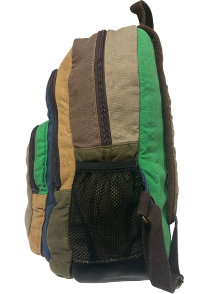 Old Cotton Kaliteli Siyah Vintage Salaş Baskılı Disayn Günlük Gezi Okul Sırt Çantası Revilla Bag 28X38CM