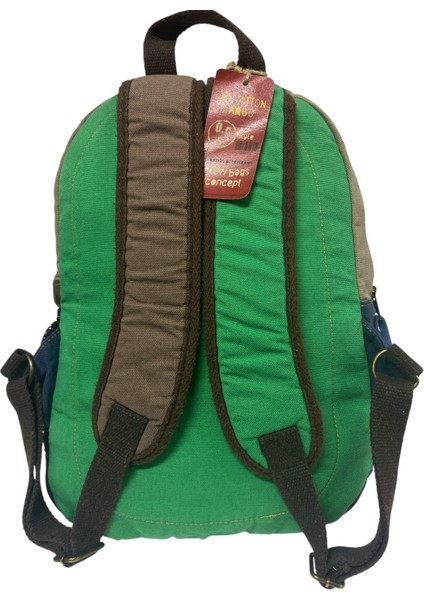 Old Cotton Kaliteli Siyah Vintage Salaş Baskılı Disayn Günlük Gezi Okul Sırt Çantası Revilla Bag 28X38CM