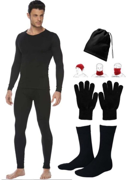 Termal Içlik Seti Alt Üst Içlik Boyunluk Bere Eldiven Çorap
