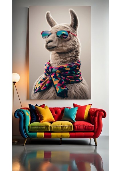 Cool Lama 1 Ev Duvar Salon Güzellik Salonu Ofis Dükkan Dekarasyon Kanvas Tablo