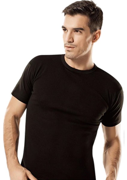 Erkek Siyah Kısa Kollu Termal Fanila