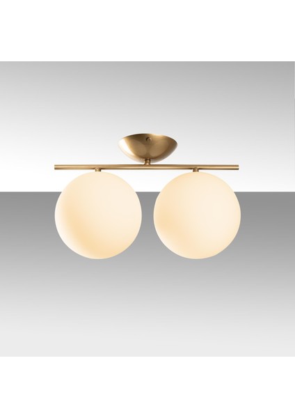 Luminar Modern 2'li Glop Cam Plafönyer Avize Parlak Gold, Dekoratif Tavan Aydınlatma LUMINAR-14116 indirimleri