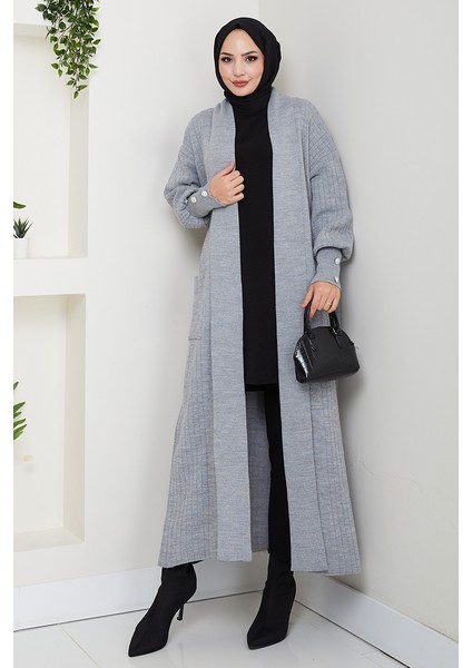 Balon Kol Triko Hırka 1613 - Gri