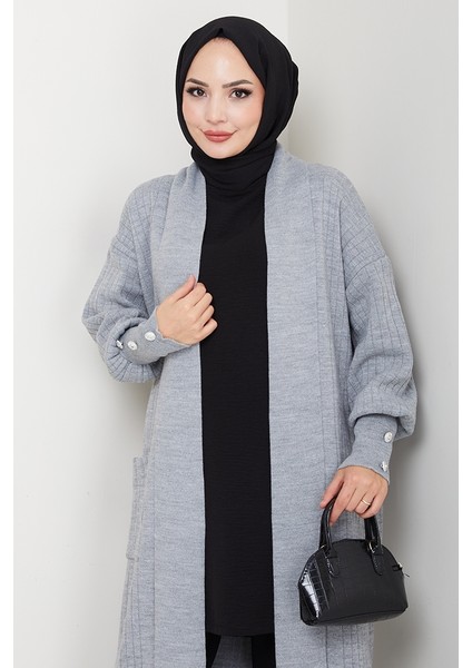 Balon Kol Triko Hırka 1613 - Gri fiyatları