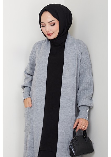 Balon Kol Triko Hırka 1613 - Gri fırsatları