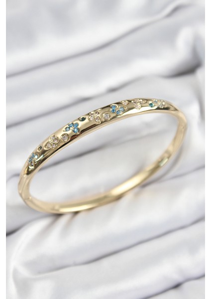 Pirinç Zirkon Taşlı Kelebek Model Gold Renk Kadın Kelepçe