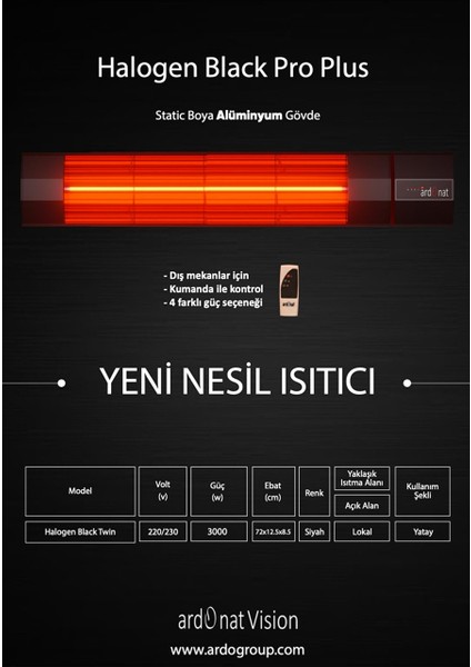 Inox Halogen Black Pro Plus Uzaktan Kumandalı Isıtıcı fiyatları