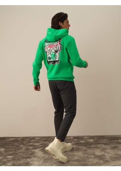 Erkek Yeşil Pamuk Dokulu Regular Fit Sweatshirt