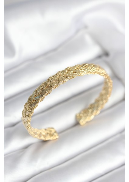 Ezme Zincir Model Gold Renk Kadın Bileklik