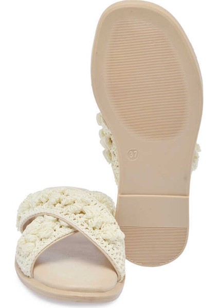 Bej Vegan-Tekstil Kadın Terlik - K24Y1TR67082-M01