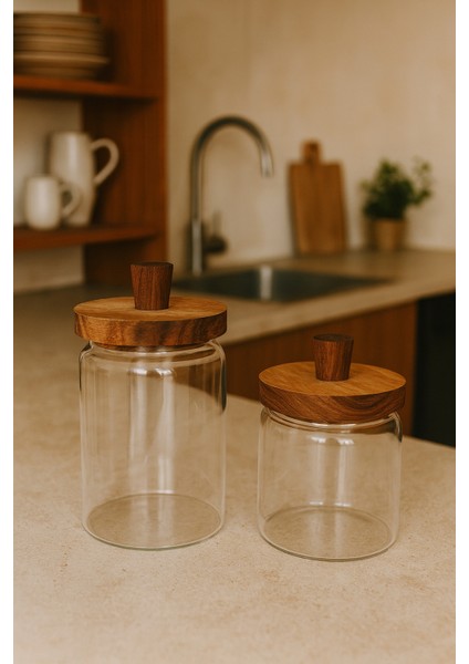Akasya Vakum Kapaklı Cam Kavanoz – 2’li Set (700 ml & 450 Ml)