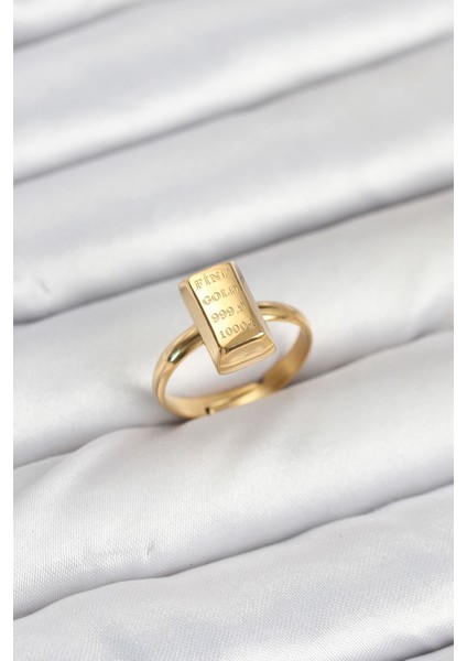 Pirinç Gold Renk Külçe Altın Model Kadın Yüzük - Lisinya
