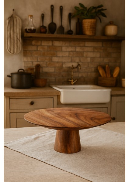 Doğal Akasya Pasta ve Sunum Standı – 33X33X12.7 cm indirimleri