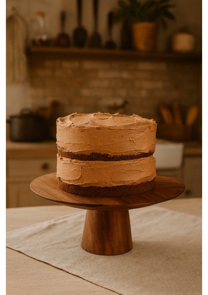 Doğal Akasya Pasta ve Sunum Standı – 33X33X12.7 cm