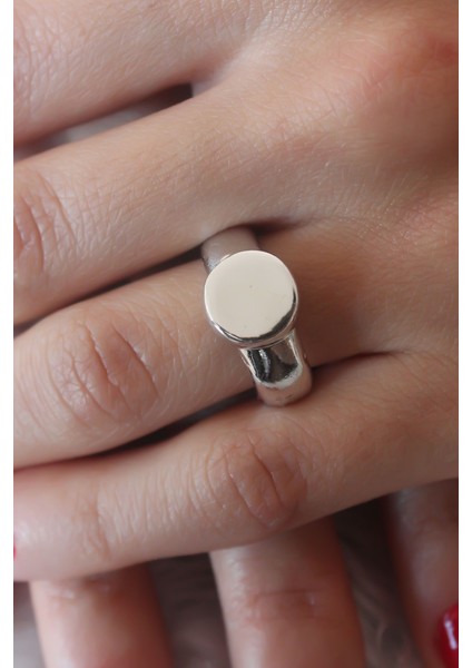 Gümüş Renk Daire Model Kadın Yüzük - Lisinya