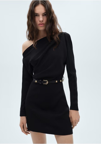 Kemerli Asimetrik Elbise